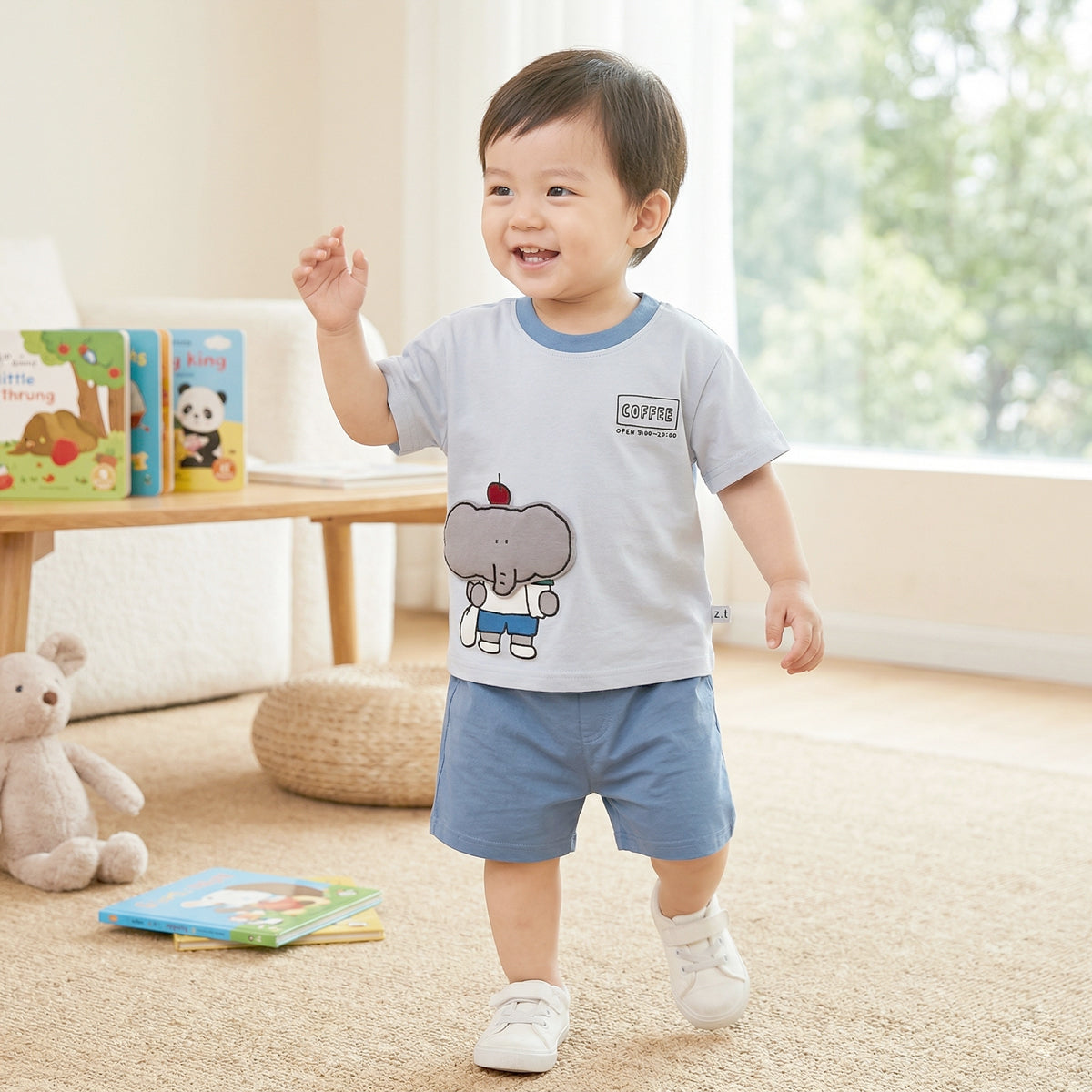 Fun and playful pure cotton top set (elephant)