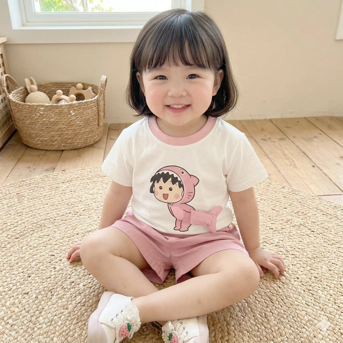 Fun and playful pure cotton top set (Chibi Maruko-chan)