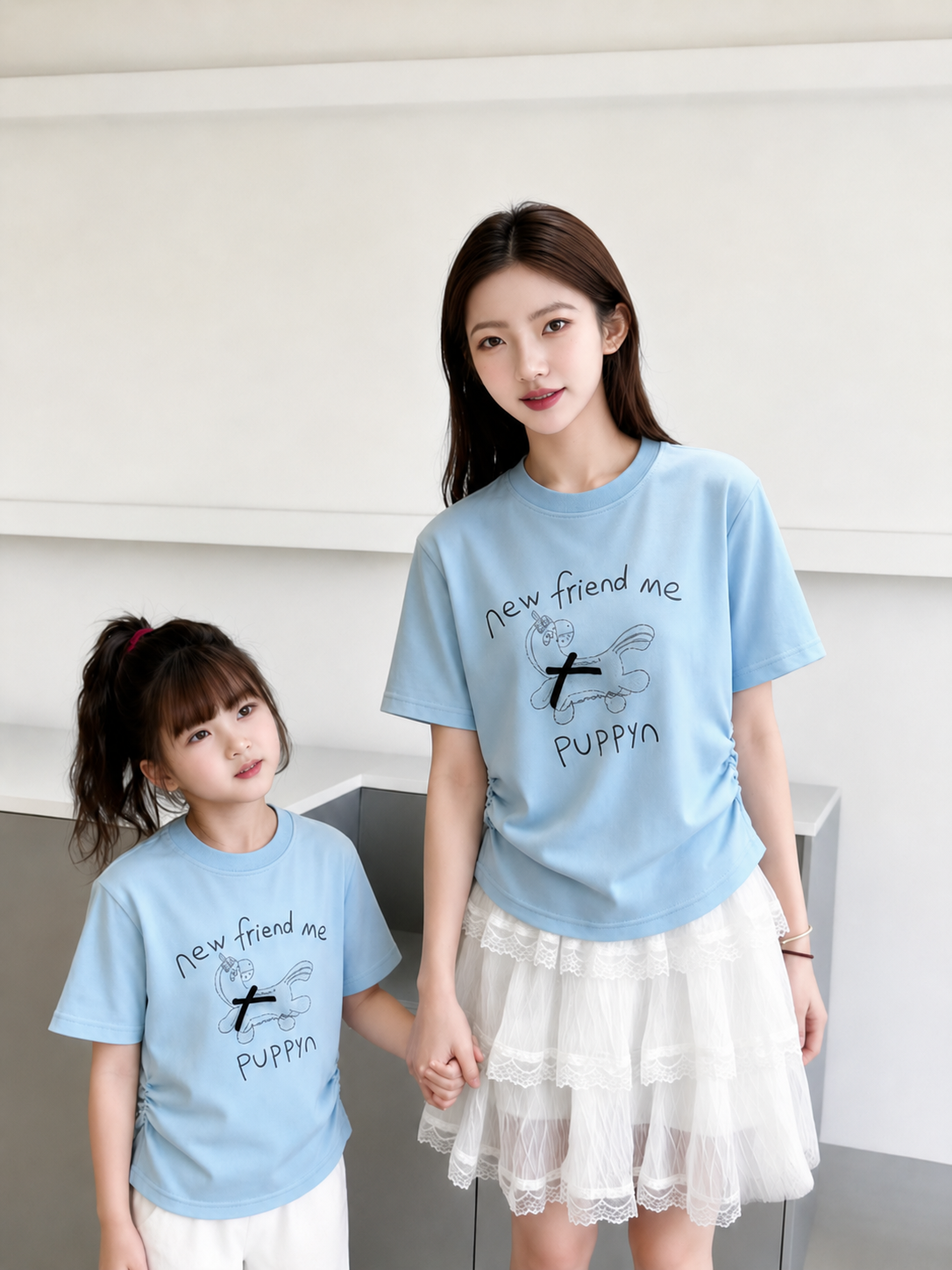 Puppy girlish short T-shirt