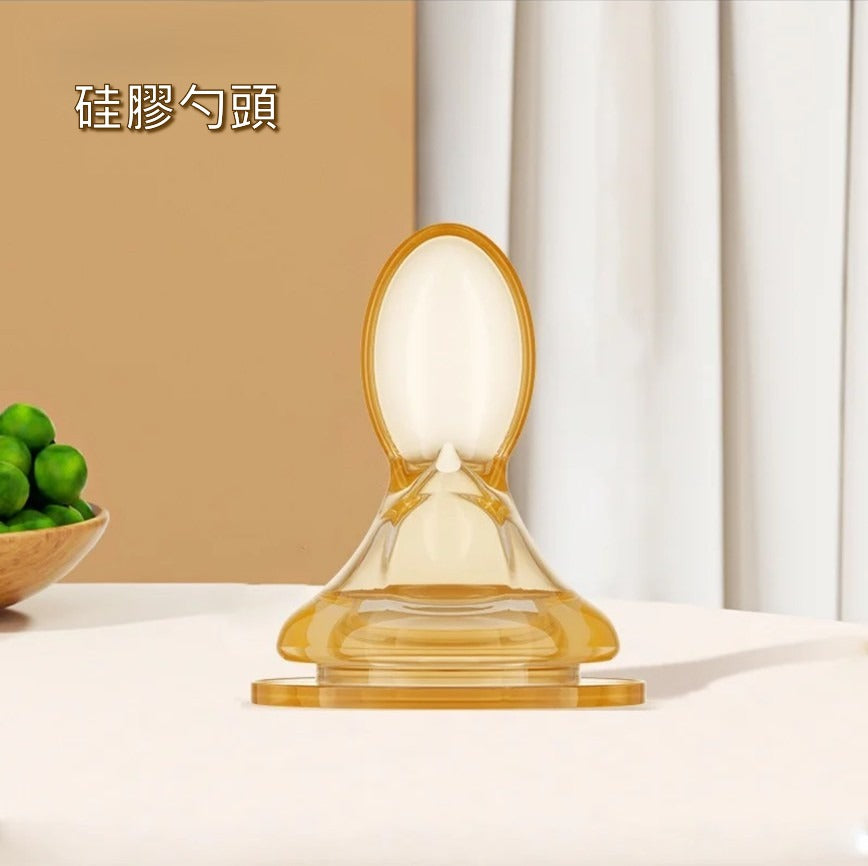 嬰幼兒矽膠擠壓餵食瓶｜120ml｜矽膠勺頭