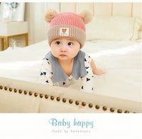 寶寶雙球針織帽＋保暖圍脖組